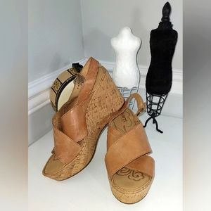 Born Tan Cork Wedge Sandals